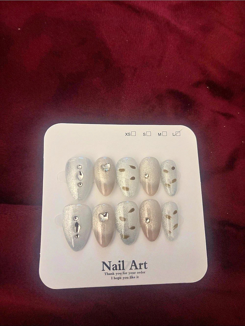 Silver Gray Nail Art Press-On Nails NWT